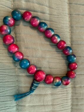 Pink and Blue Beaded Bracelet